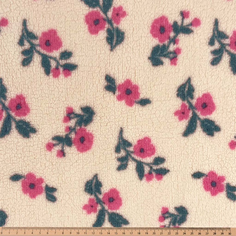 Printed Faux Shearling ALINA2 Ecru / Pink